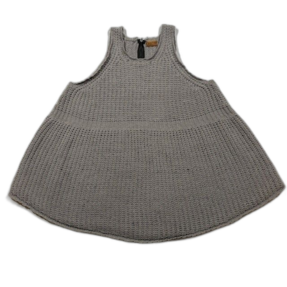 POL Women's Large Gray Chunky Chenille Knit Swing Poncho Sweater Back Zip
